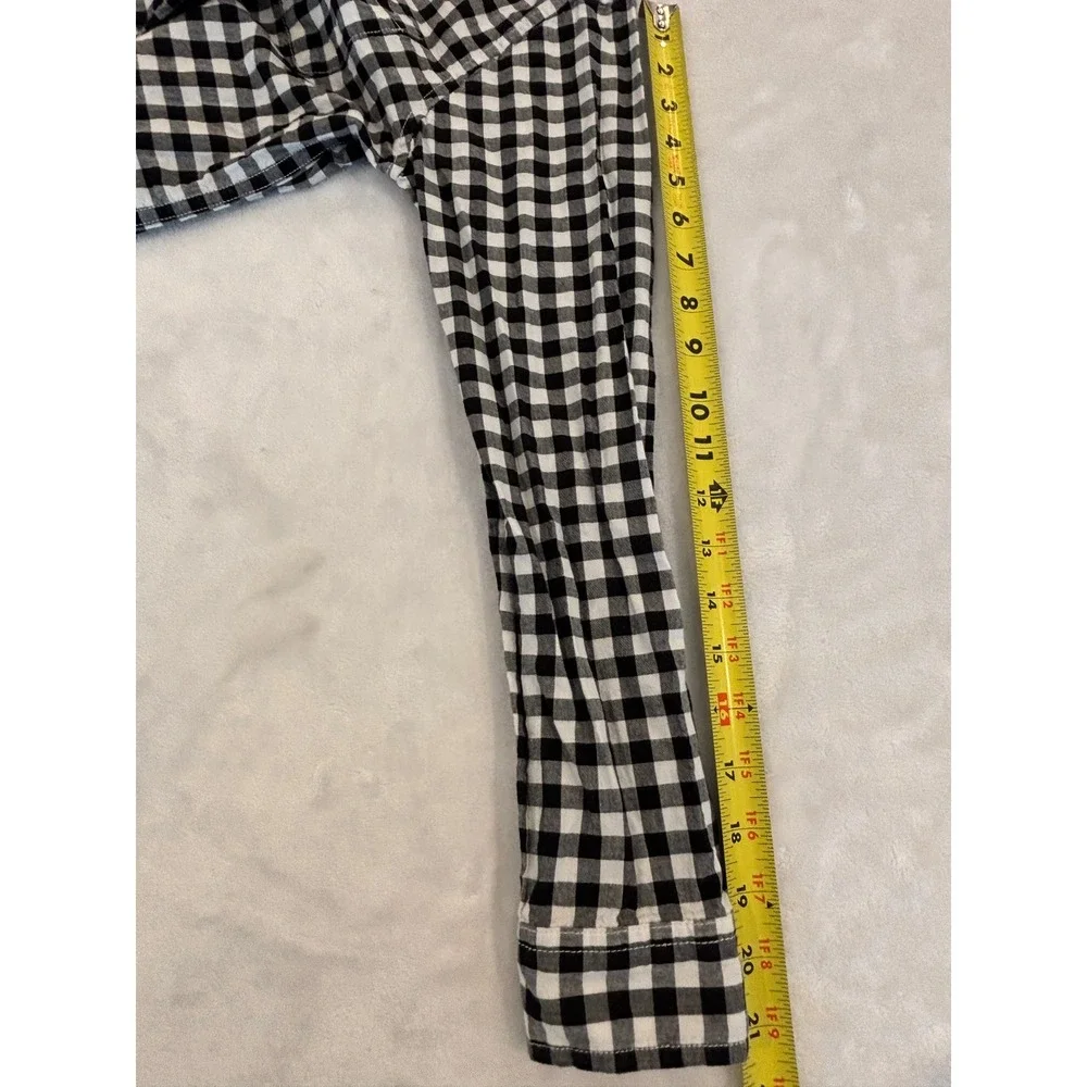 Childrens Place Boys XL 14 Gingham Button Down Shirt Black White Long Sleeve